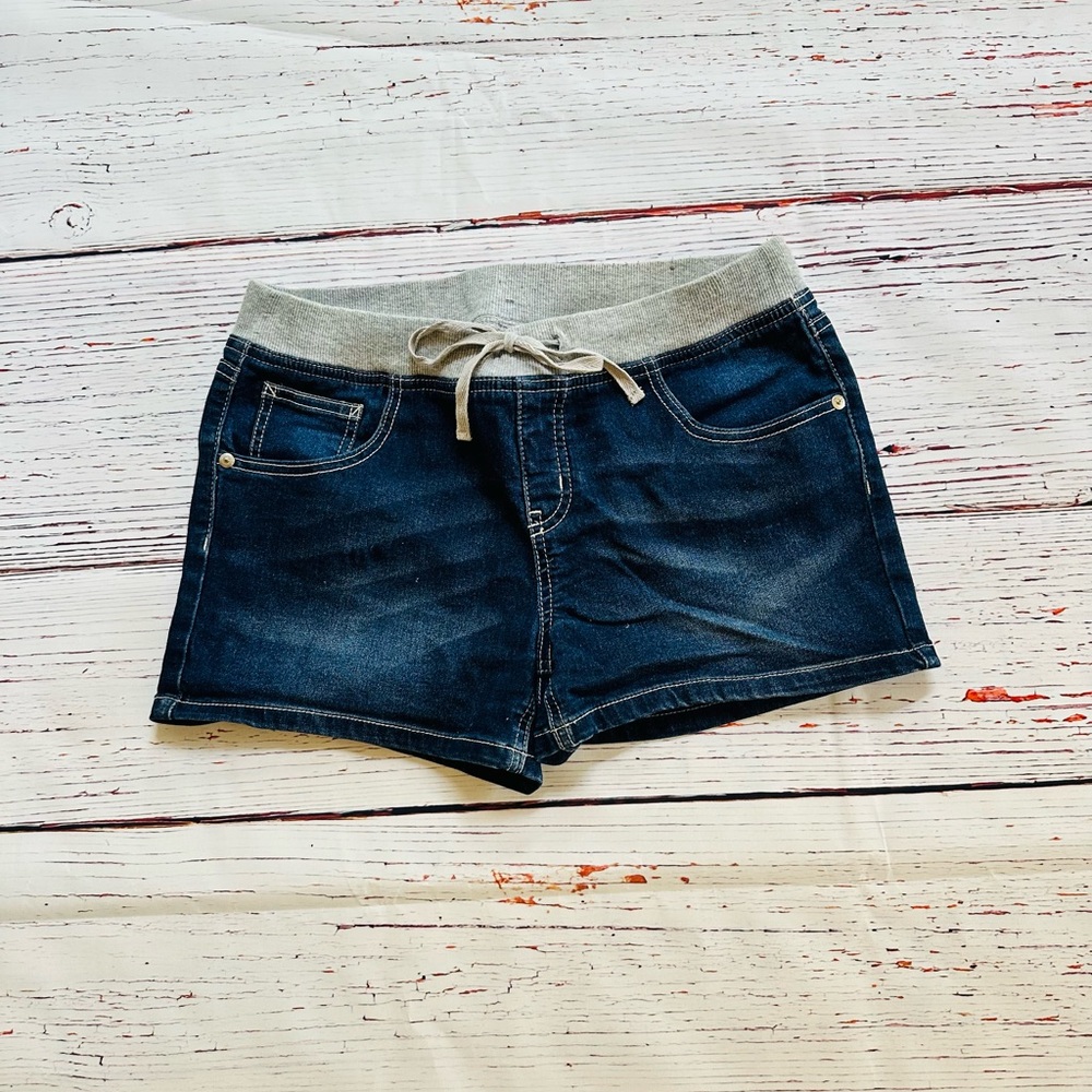 Justice Blue and Gray Jean Shorts with Drawstring Waist